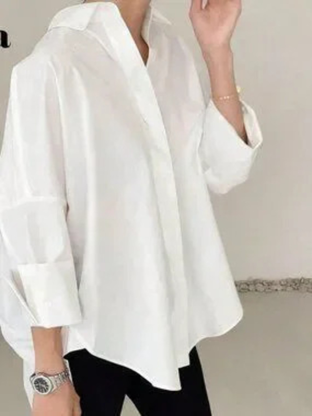 white Casual Women's Long-Sleeve Fit Blouse